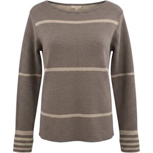 Benedetta B Merino Wool Cashmere Striped Sweater Large Brown Italian Preppy Fall